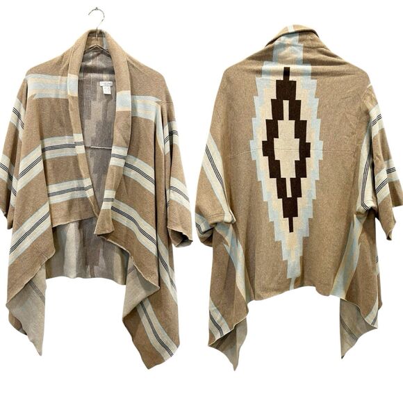 Tasha Polizzi Women Sweater OS Cardigan Open Front Southwestern Aztec Stripe - Picture 1 of 6